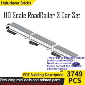 City Car Model MOC Building Bricks Railway HO Scale RoadRailer Train Modular Technology Gifts Holiday Assemble Children Toy Suit