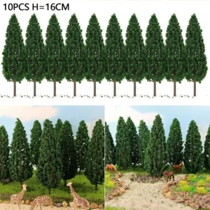 10Pcs 16cm Model Pines Trees Train Scenery Landscape Pine Miniature Diorama Trees for DIY Building Railway Layout Mini Fake Tree