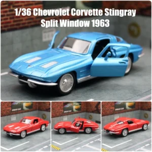 1/36 Chevrolet Corvette Stingray 1963 Toy Car Model For Children RMZ CiTY Diecast Miniature Pull Back Collection Gift Kid Boy