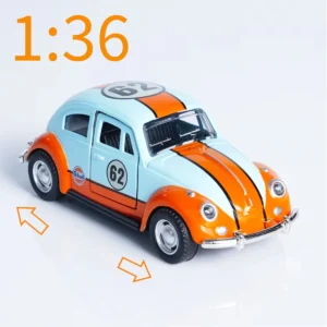 1:36 Scale Vintage Beetle Alloy Car, Doors Can Be Opened, Bright Colors, Pull-Back Action, for Children and Adults to Collect and Play With, Desktop Decoration